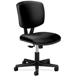 HON Volt Leather Task Chair - Computer Chair for Office Desk, Black (H5703)