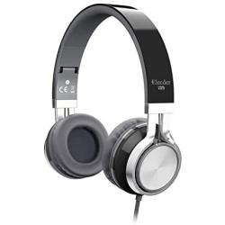 Elecder i39 Headphones with Microphone Foldable Lightweight Adjustable On Ear Headsets with 3.5mm Jack for Cellphones Computer MP3/4 Kindle School Black/Gray