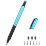 Digiroot Universal Stylus,[2-in-1] Disc Stylus Pen Touch Screen Pens for All Touch Screens Cell Phones, iPad, Tablets, Laptops with 9 Replacement Tips(6 Discs, 3 Fiber Tips Included) - (Blue)
