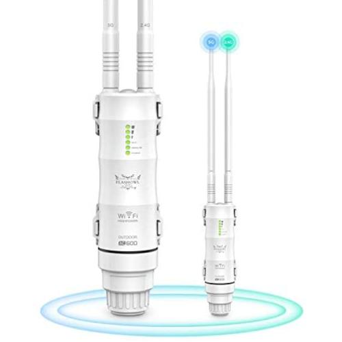 FLASHOWL Outdoor WiFi Repeater WiFi Booster Wireless Repeater WiFi Extender High Power Weatherproof Outdoor WiFi Access Point Dual Band 2.4G&5G Internet Extender WiFi Router Wireless Router Extender