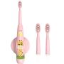 Carepik Kids Electric Toothbrush Set, Sonic Rechargeable Powered Toothbrush, Extra Soft Bristles, 2 Brush Replacement Heads, Cute Animal Cover, 3 Modes, Fun & Easy Cleaning for Age 3+ (Pink)