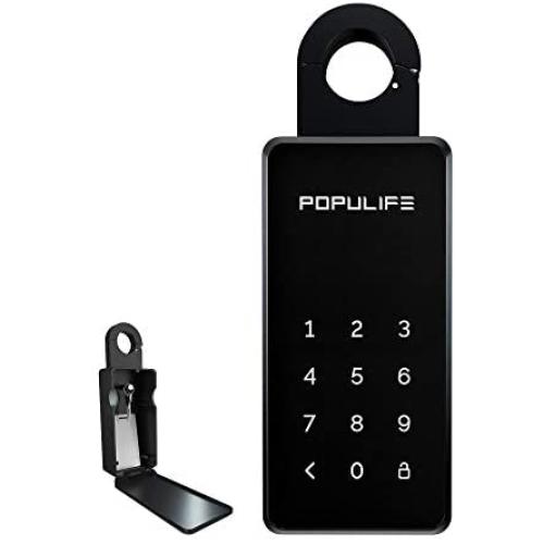 Populife Keybox，IP65 Bluetooth Smart Key Lock Box Replaceable Password for Home, Hotel, School, Office