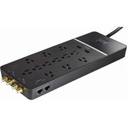 Rocketfish - 12-Outlet/2-USB Surge Protector Strip - Black
