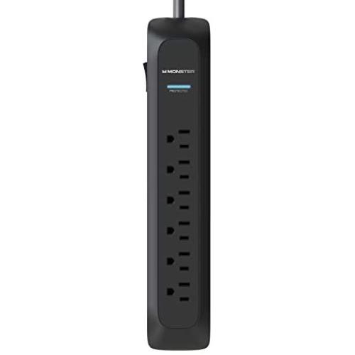 Monster Power Strip Surge Protector - Heavy Duty Protection for 6 Plug-ins - Ideal for Computers, Home Theatre, Home Appliance and Office Equipment