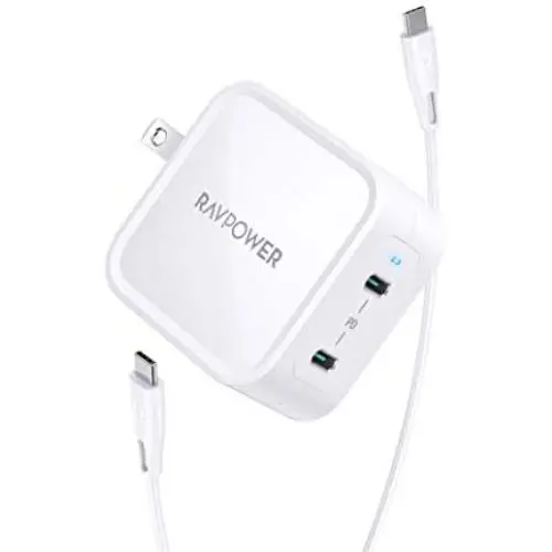 USB C Charger RAVPower 65W Fast Wall Charger, PD3.0 & GaN Tech 2-Port Power Adapter Type C Compact Foldable Travel Charger for iPhone 12 Mini Pro Max, MacBook Pro, Galaxy, Switch and More USB C Charger RAVPower 65W Fast Wall Charger, PD3.0 & GaN Tech 2-Port Power Adapter Type C Compact Foldable Travel Charger for iPhone 12 Mini Pro Max, MacBook Pro, Galaxy, Switch and More