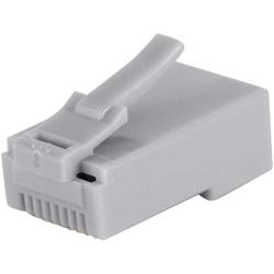 Monoprice 8P8C RJ45 Plug with Inserts for Solid Cat6 Ethernet Cable - Gray (100 Pcs/Pack) Gold Plated Contacts