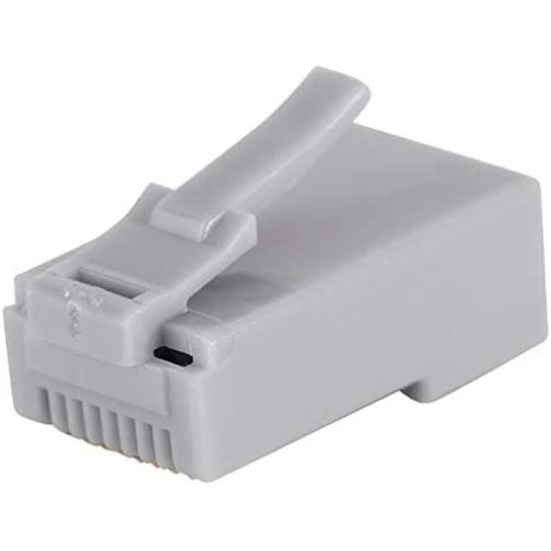 Monoprice 8P8C RJ45 Plug with Inserts for Solid Cat6 Ethernet Cable - Gray (100 Pcs/Pack) Gold Plated Contacts