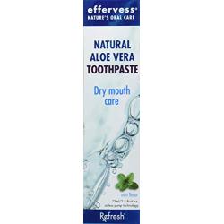 Effervess Rx Refresh Natural Aloe Vera Fluoride Free Toothpaste - Dry Mouth Care - Naturally Soothing & Moisturizing - Freshens Breath & Fights Cavities