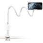 Saiji Gooseneck Cell Phone Holder, Clamp Universal Lazy Mount Clip Hands Free Flexible Long Arm Bracket Grip for 4.0-6.3 Phones Mobile Stand Baby Monitor for Desk, Bed, Office, Kitchen (White)