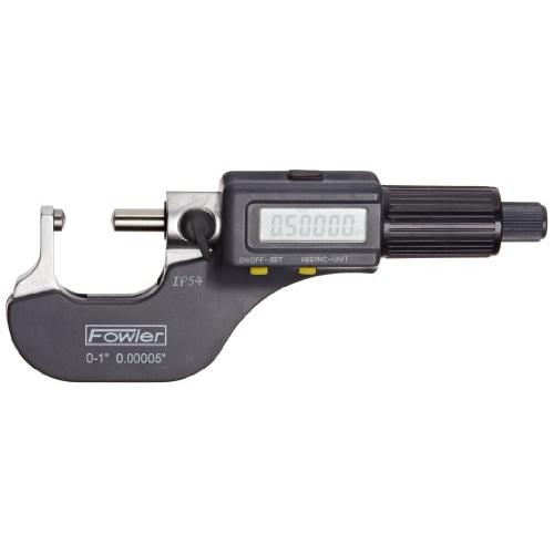 Fowler 54-860-211 Electronic IP54 Ball-Anvil/Spindle Micrometers, 0-1''/0-25mm Measuring Range, 0.00005''/0.001mm Resolution, RS-232 Output