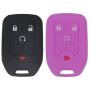 LemSa 2Pcs Silicone Key Fob Cover Case Skin Jacket Holder Full Protector Shell for GMC Terrain 2018 2019 2020, fit with HYQ1AA, 13584512, 13591388, 22984995,Black Purple