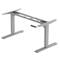 Standing Desk Frame Dual Motor. Adjustable Height and Width, 3 Stages Electric Legs for sit Stand Home Office desks. Suites Tops from 48'' to 73'' FLT-02 Grey