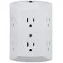 GE 6-Outlet Wall Tap, 2 Pack, Reset Button, Circuit Breaker, Power Extender, Adapter Spaced, 3 Prong Plug, Grounded, UL Listed, White, 46854