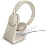 Jabra Evolve2 65 Wireless Headset USB-C Stereo UC w/Stand, Bluetooth Dongle, Compatible with Zoom, Webex, Skype, Smartphones, Tablets, PC/MAC, 26599-989-888, Global Teck Gold Support Plan Included