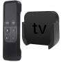 TV Mount Compatible with Apple TV 4th and 4K 5th Generation, Auswaur Wall Mount Bracket Holder Compatible with Apple TV 4th and 4K 5th Gen with Black Silicone Siri Remote Protective Case Cover