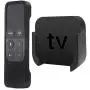 TV Mount Compatible with Apple TV 4th and 4K 5th Generation, Auswaur Wall Mount Bracket Holder Compatible with Apple TV 4th and 4K 5th Gen with Black Silicone Siri Remote Protective Case Cover