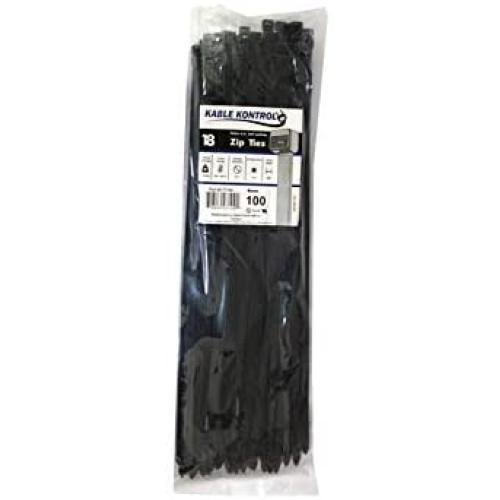 Kable Kontrol Heavy Duty Black Zip Ties – 18” Inch Long – 120 Lbs Tensile Strength – 100 Pcs/Pack - UV resistant Nylon | Multipurpose | Self-Locking Cable Management Wire Wraps