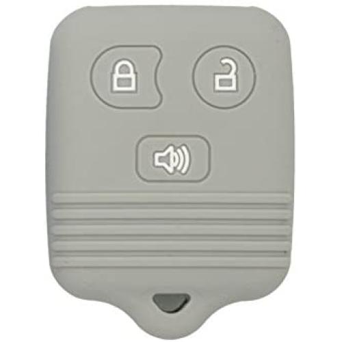 SEGADEN Silicone Cover Protector Case Holder Skin Jacket Compatible with FORD LINCOLN MAZDA MERCURY 3 Button Remote Key Fobs FCC CWTWB1U345 CWTWB1U331 GQ43VT11T CV2715 Gray