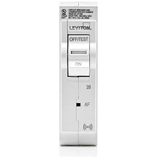 Leviton LB120-AS 20 Amp, 1-Pole Plug-on Smart AFCI Branch Circuit Breaker, 120 VAC, White