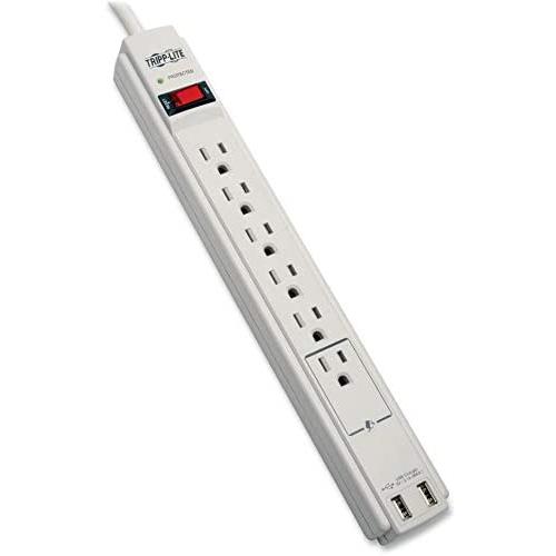 Tripp Lite 6 Outlet Surge Protector Power Strip 6ft Cord 990 Joules Dual USB Charging LED & INSURANCE (TLP606USB)