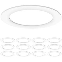 Sunco Lighting 12 Pack White Goof/Trim Ring Fits 5 Inch / 6 Inch Recessed Downlights, Outer Diameter 8.6-inch, Inner Diameter 6.2-inch, Durable Plastic Design, Flush Mount to Cover Messy Ceilings