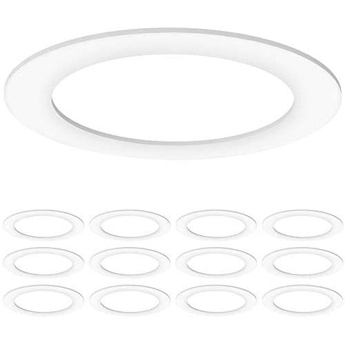 Sunco Lighting 12 Pack White Goof/Trim Ring Fits 5 Inch / 6 Inch Recessed Downlights, Outer Diameter 8.6-inch, Inner Diameter 6.2-inch, Durable Plastic Design, Flush Mount to Cover Messy Ceilings