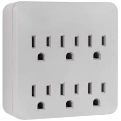 GE Pro 6-Outlet Surge Protector, 3-Prong Wall Adapter, Charging Station, 1020 Joules Protection Rating, Automatic Shutdown, Grey, 45820, 1 Pack