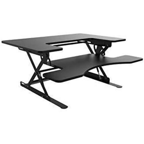 Halter Standing Riser Converter Desk Organizer, 36 Inch Stand Up Desk Monitor Mount, Laptop and Monitor Stand, Height Adjustable Desktop Workstation with Keyboard Tray Computer Stand