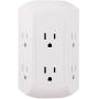GE Pro 6 Outlet Surge Protector Adapter Spaced Tap, 3-Prong Power Strip, Charging Station, Side Access, White, 43648