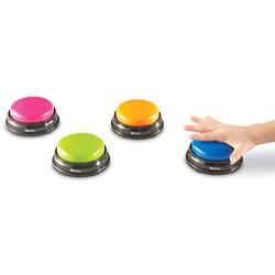 Learning Resources Answer Buzzers, Set of 4 Assorted Colored Buzzers, Game Show Buzzers, 3-1/2in, Multicolor, Ages 3+