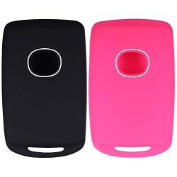 Lcyam Remote Key Fob Covers Durable Silicone Case Fits for 3 4 Button Keys on Side 2019 2020 Mazda 3 CX-30 CX-5 CX-9 Mazda 6 (Black Rose)