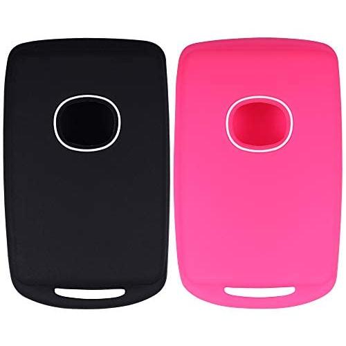 Lcyam Remote Key Fob Covers Durable Silicone Case Fits for 3 4 Button Keys on Side 2019 2020 Mazda 3 CX-30 CX-5 CX-9 Mazda 6 (Black Rose)