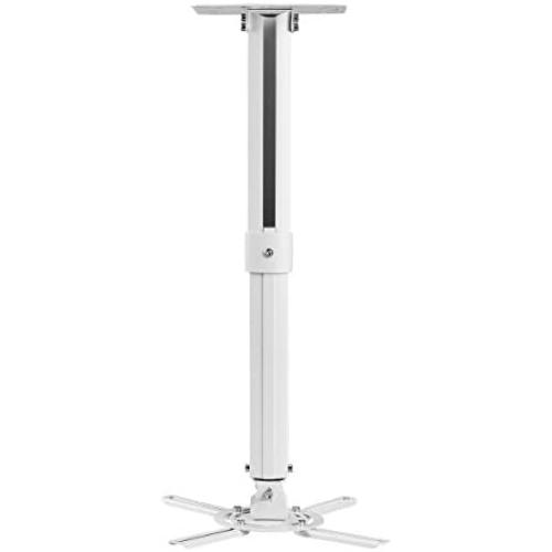 suptek White Universal Projector Ceiling Mount Bracket Fits Flat or Sloped Ceiling Height Adjustable with Extendable Length for LCD/DLP Projectors (PR05)