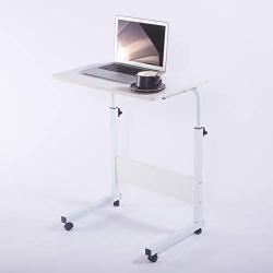 Laptop Cart 23.6'' Mobile Table Fancasa Movable Portable Adjustable Notebook Computer Stand with Wheels (White)