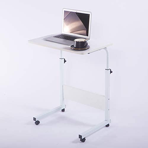 Laptop Cart 23.6'' Mobile Table Fancasa Movable Portable Adjustable Notebook Computer Stand with Wheels (White)