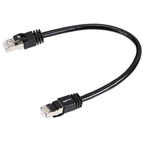 Amazon Basics RJ45 Cat 7 High-Speed Gigabit Ethernet Patch Internet Cable, 10Gbps, 600MHz - Black, 1-Foot