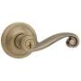 Lido Keyed Entry Lever with Microban Antimicrobial Protection featuring SmartKey Security in Antique Brass
