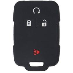 LemSa 2Pcs 4 Buttons Silicone Key Fob Cover Case Protector Holder for Chevrolet Silverado Colorado Chevy GMC Canyon Sierra M3N32337100 13577770 13577771, Black+Black