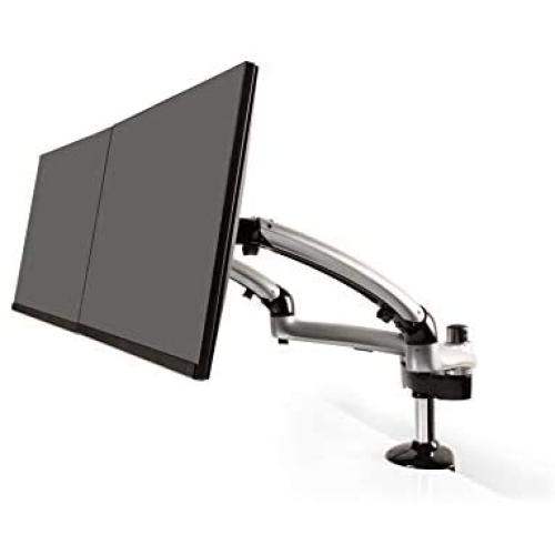 Ergotech Dual Freedom Arm, Includes Two Aluminum Articulating Arms, 8.4-17.8 lbs. Weight Capacity per Arm, Suitable for Monitors up to 27 inches, VESA Compatible 75×75, 100×100, Silver