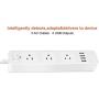 2 Prong Power Strip Surge Protector with 3 Outlets and 4 USB Charging Ports 6.6 Ft Long Extension Cord for Smartphone Tablets Home Office White