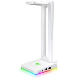 Havit RGB Headphones Stand with 3.5mm AUX and 2 USB Ports, Headphone Holder for Gamers Gaming PC Accessories Desk (White)