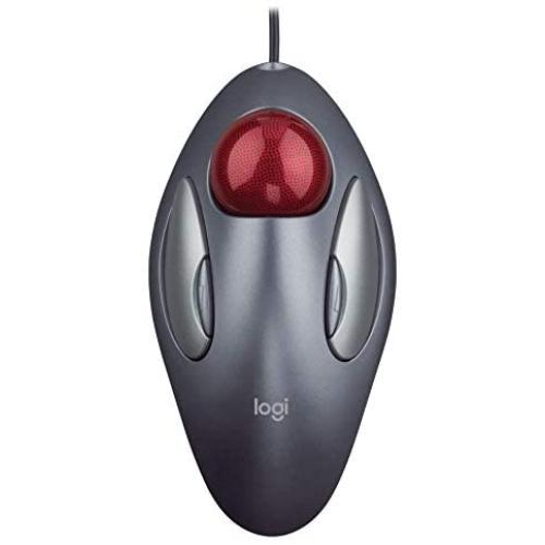 Logitech Trackman Marble Trackball Mouse – Wired USB Ergonomic Mouse for Computers, with 4 Programmable Buttons, Dark Gray