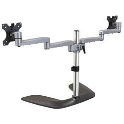 StarTech.com Dual Monitor Stand - Ergonomic Desktop Monitor Stand for up to 32'' VESA Displays - Free-Standing Articulating Universal Computer Monitor Mount - Adjustable Height - Silver (ARMDUALSS)
