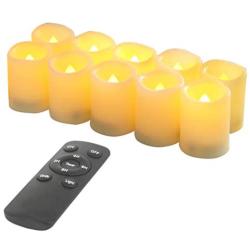10 Pack Battery Operated Electric Flameless LED Votive Candles with Remote and Timer Realistic Flickering Set Bulk for Black Friday Christmas New Year Wedding Party Decorations Batteries Included