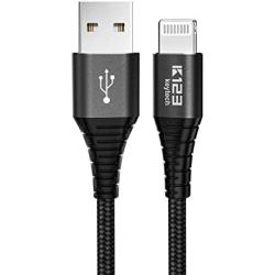 iPhone Charger, K123 Keytech Apple MFi Certified Lightning Cable, 3.3ft Nylon Braided USB Syncing & Charging Cord for iPhone Xs/Xs Max/XR/X/8/8 Plus/7/7 Plus/6/6 Plus/5, iPad, iPod & More