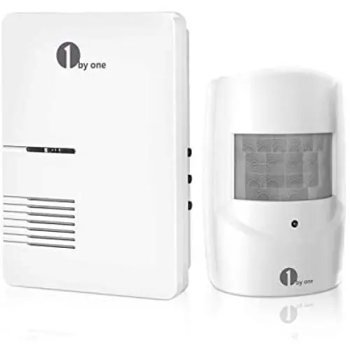 Driveway Alarm, 1byone Motion Sensor 1000ft Operating Range, 36 Melodies, Home Security Alert System with 1 Plug-in Receiver and 1 Weatherproof PIR Motion Detector, Protect Indoor/Outdoor Property