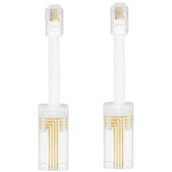 Telephone Cord Detangler, Traodin Male to Female 2 Pcs 360 Degree Rotating Landline Cable, Anti-Tangle Phone Cable Used Home or Office(360°RJ9 4P4C White Long)