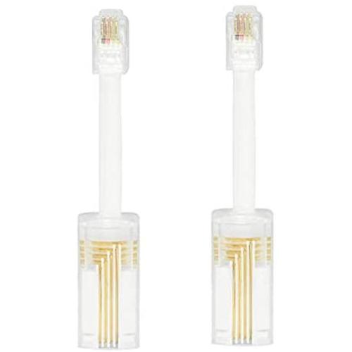 Telephone Cord Detangler, Traodin Male to Female 2 Pcs 360 Degree Rotating Landline Cable, Anti-Tangle Phone Cable Used Home or Office(360°RJ9 4P4C White Long)