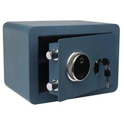 Golval EF25 Home Steel Security Safe Box, Biometric Fingerprint Quick-Access Safe with New-Gen Full Keypad Module Wide, Solid Steel Safe Strongbox for Cash,Jewelry, Guns, Valuables (Blue)
