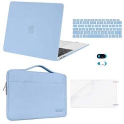 MOSISO MacBook Air 13 inch Case 2020 2019 2018 Release A2337 M1 A2179 A1932,Plastic Hard Case&Bag&Keyboard Skin&Webcam Cover&Screen Protector Compatible with MacBook Air 13 inch Retina, Airy Blue